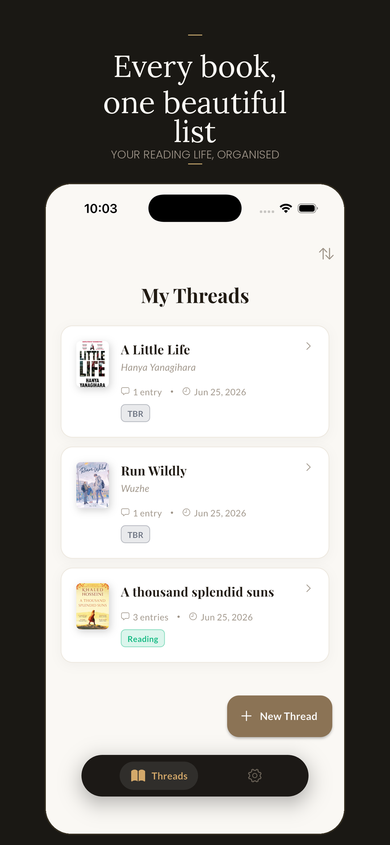 My Threads — every book in one beautiful list